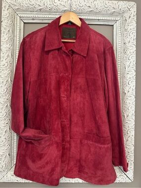 St. John's Bay Red Suede Button-Front Jacket. Size L